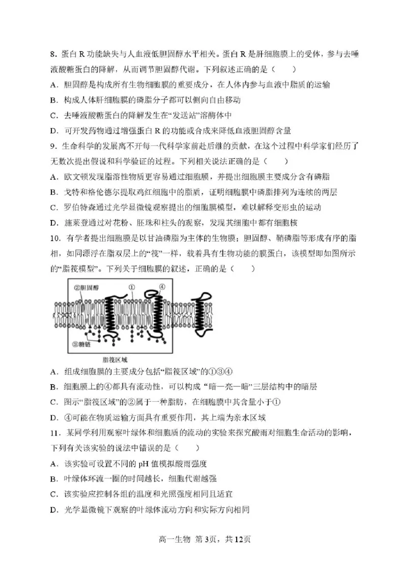 黑龙江省哈尔滨市第三中学校2025-2026学年高一上学期11月期中生物试题含答案_2025年11月高一试卷_251110河黑龙江省哈尔滨市第三中学校2025-2026学年高一上学期11月期中考试（全）