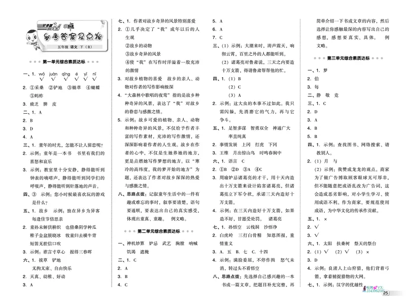 25春五下语文-典中点测试卷_2026春小学教辅大合集_6-26春《典中点》系列_26春《典中点》语文人教版（完整版）_25春最新1-6年级语文下册典中点+试卷_25春五下语文-典中点练习册+试卷+夹册