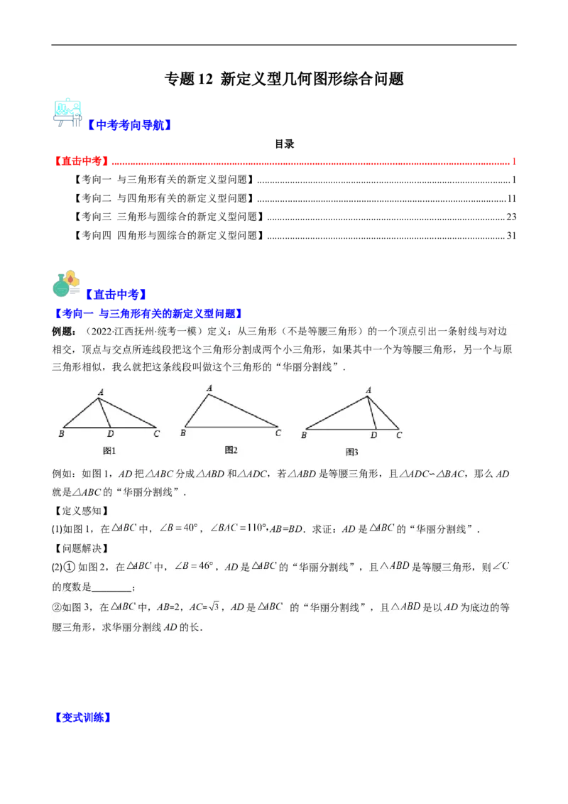专题12新定义型几何图形综合问题（重点突围）(原卷版)_中考复习资料_语数英物化_2数学中考复习_2023年中考复习资料_专项复习