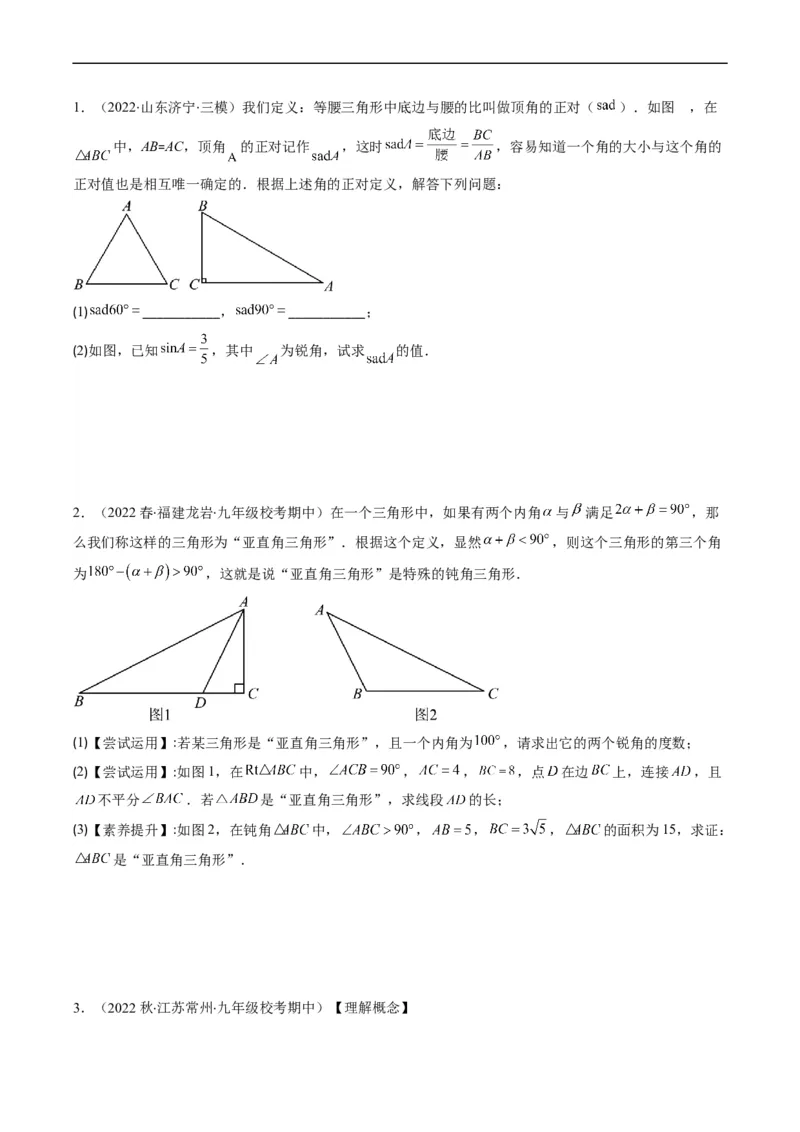 专题12新定义型几何图形综合问题（重点突围）(原卷版)_中考复习资料_语数英物化_2数学中考复习_2023年中考复习资料_专项复习