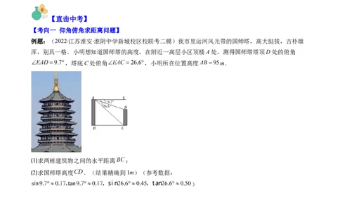专题10用三角函数解决实际问题（重点突围）(原卷版)_中考复习资料_语数英物化_2数学中考复习_2023年中考复习资料_专项复习