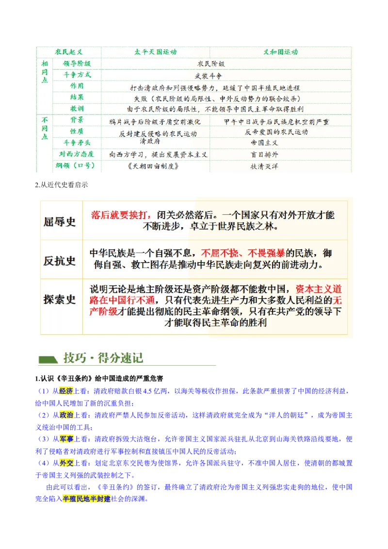 （讲义）专题08近代化的早期探索与民族危机的加剧（原卷版）_8历史中考复习_2024年中考复习资料_一轮复习资料_完课件+讲义+练习2024年中考历史一轮复习讲练测（全国通用）