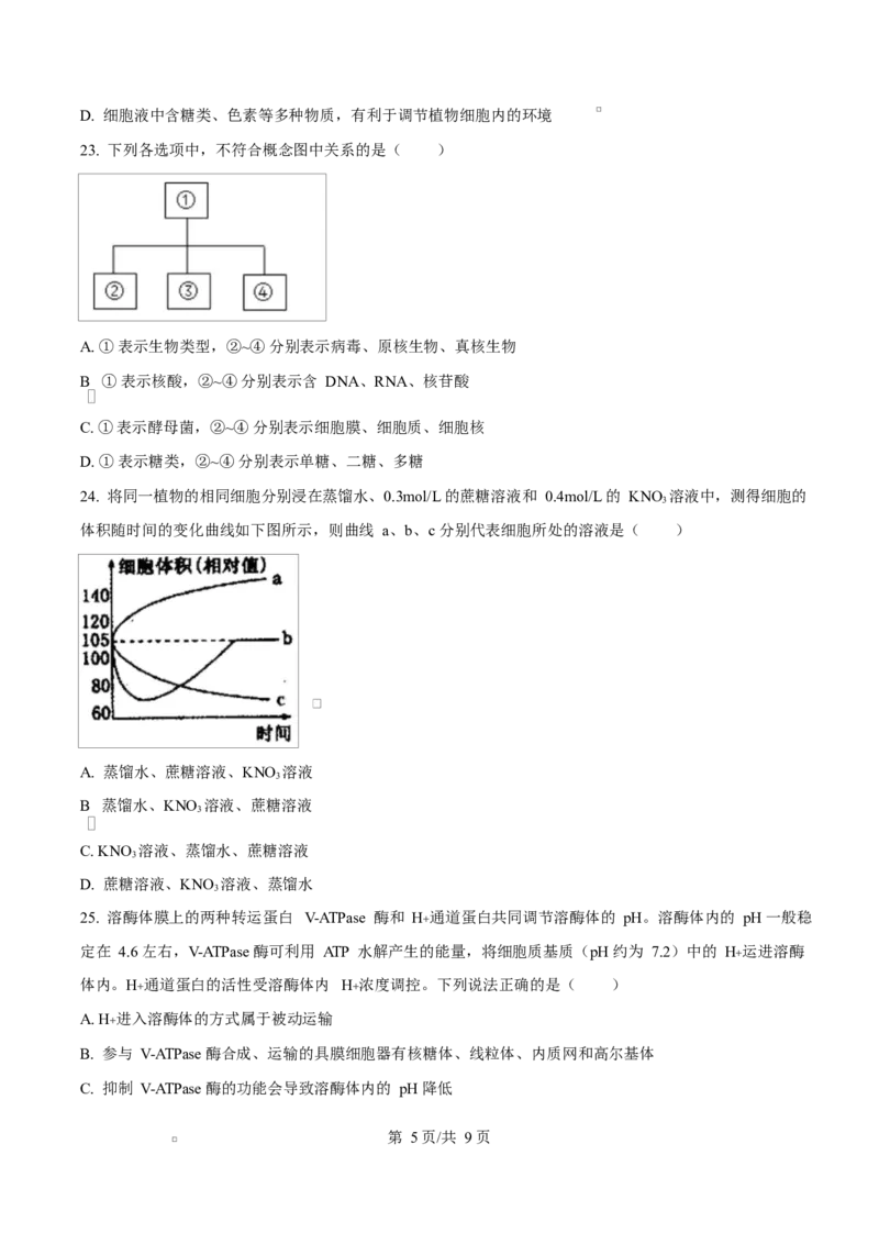 黑龙江省牡丹江市第二高级中学2025-2026学年高一上学期期中考试生物试卷（原卷版）_2025年12月高一试卷_251204黑龙江省牡丹江市第二高级中学2025-2026学年高一上学期期中（全）