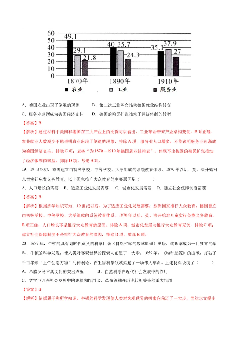 （测试06）世界近代史（解析版）_中考历史资料合集_中考历史一轮复习讲义_配套练习（原卷版+解析版）_教师版（含答案解析）