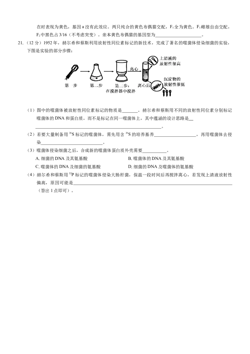 （生物学）2024级&ldquo;贵百河&rdquo;3月高一月考_2025年04月试卷_0401广西壮族自治区&ldquo;贵百河&rdquo;联考2024-2025学年高一下学期3月月考
