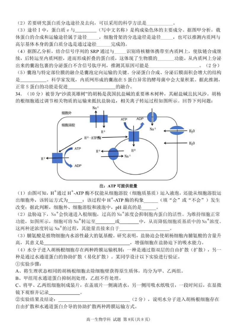 高一生物试题_2025年12月高一试卷_251204浙江省金兰教育合作组织2025-2026学年高一上学期11月期中联考（全）