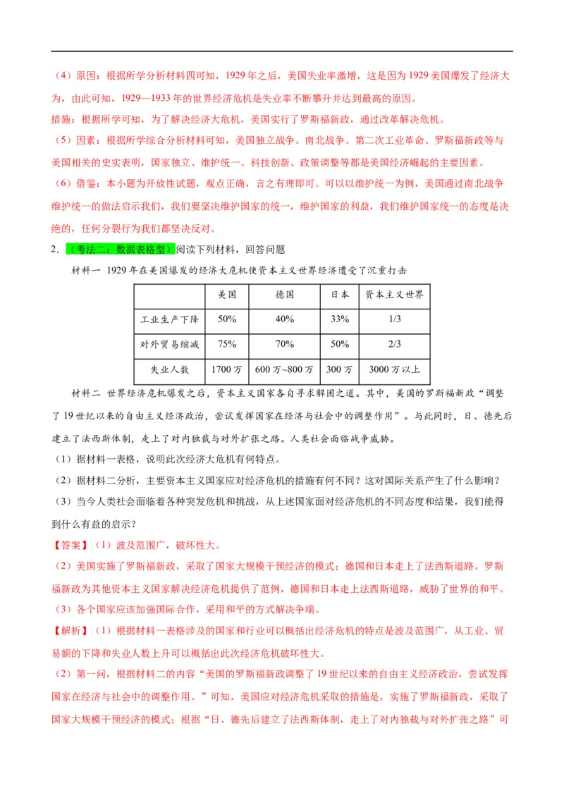 （练习）专题26经济大危机和第二次世界大战（解析版）_中考历史资料合集_中考历史一轮复习讲义_配套练习（原卷版+解析版）_教师版（含答案解析）
