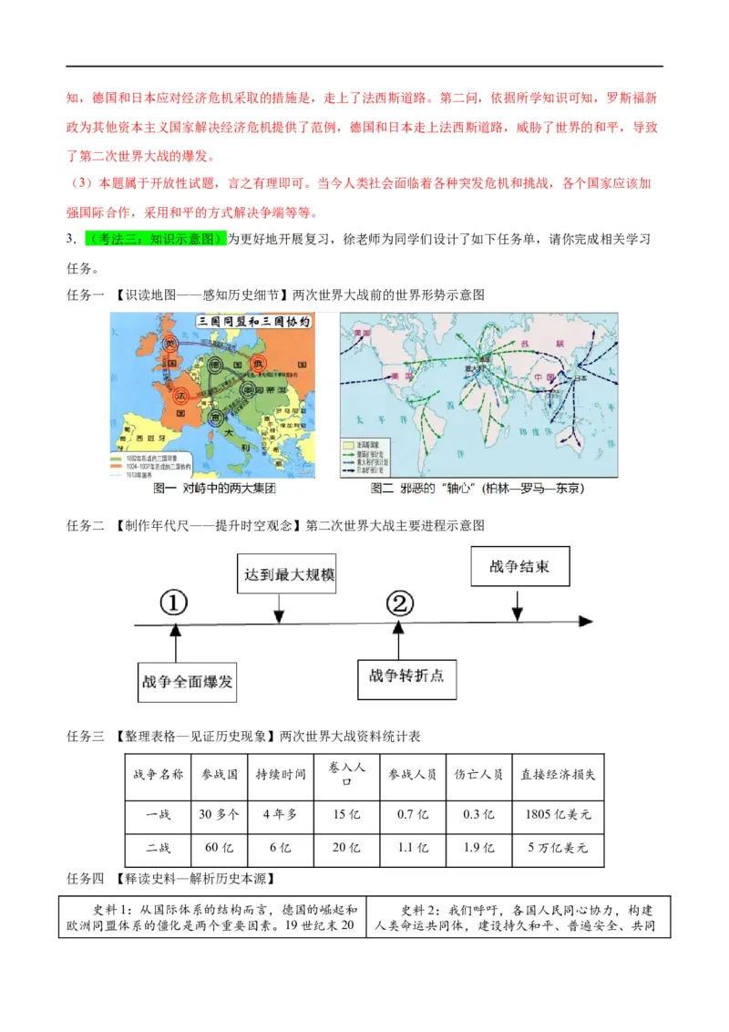（练习）专题26经济大危机和第二次世界大战（解析版）_中考历史资料合集_中考历史一轮复习讲义_配套练习（原卷版+解析版）_教师版（含答案解析）