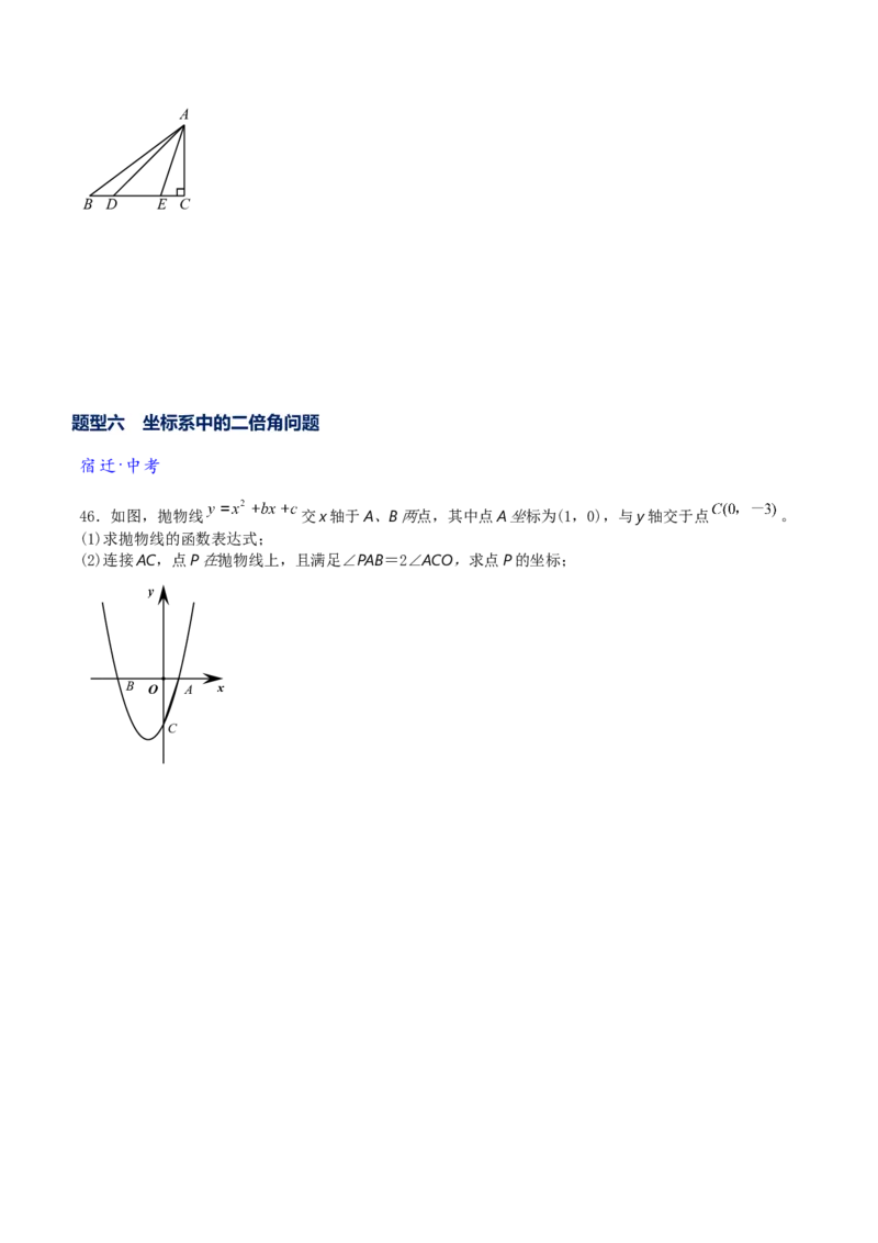 专题1-6二倍角的解题策略：倍半角模型与绝配角（原卷版）_中考复习资料_语数英物化_2数学中考复习_2024年中考复习资料_专项复习资料