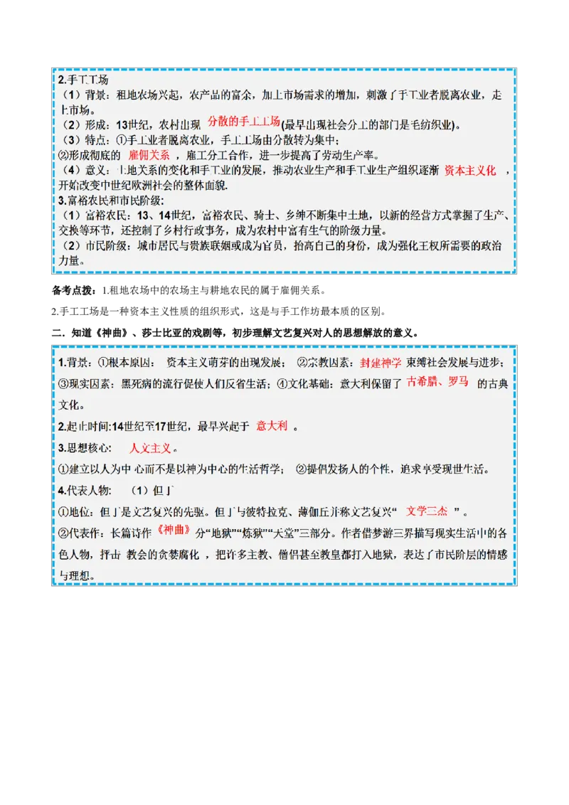 重难点14走向近代、资本主义制度的初步确立（原卷版）_8历史中考复习_2023年中考复习资料_专项复习_冲刺中考2023年历史时事热点抢分集训+重难点抢分攻略