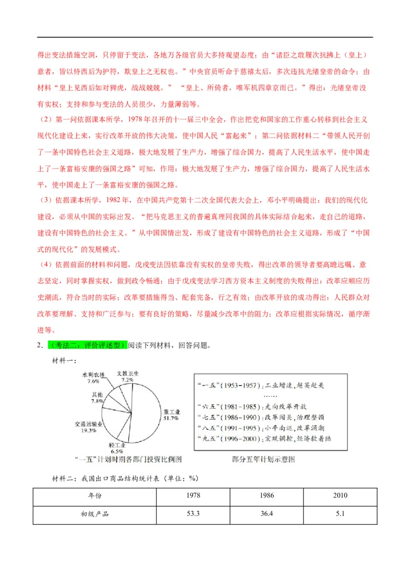 （练习）专题15中国特色社会主义道路（解析版）_中考历史资料合集_中考历史一轮复习讲义_配套练习（原卷版+解析版）_教师版（含答案解析）