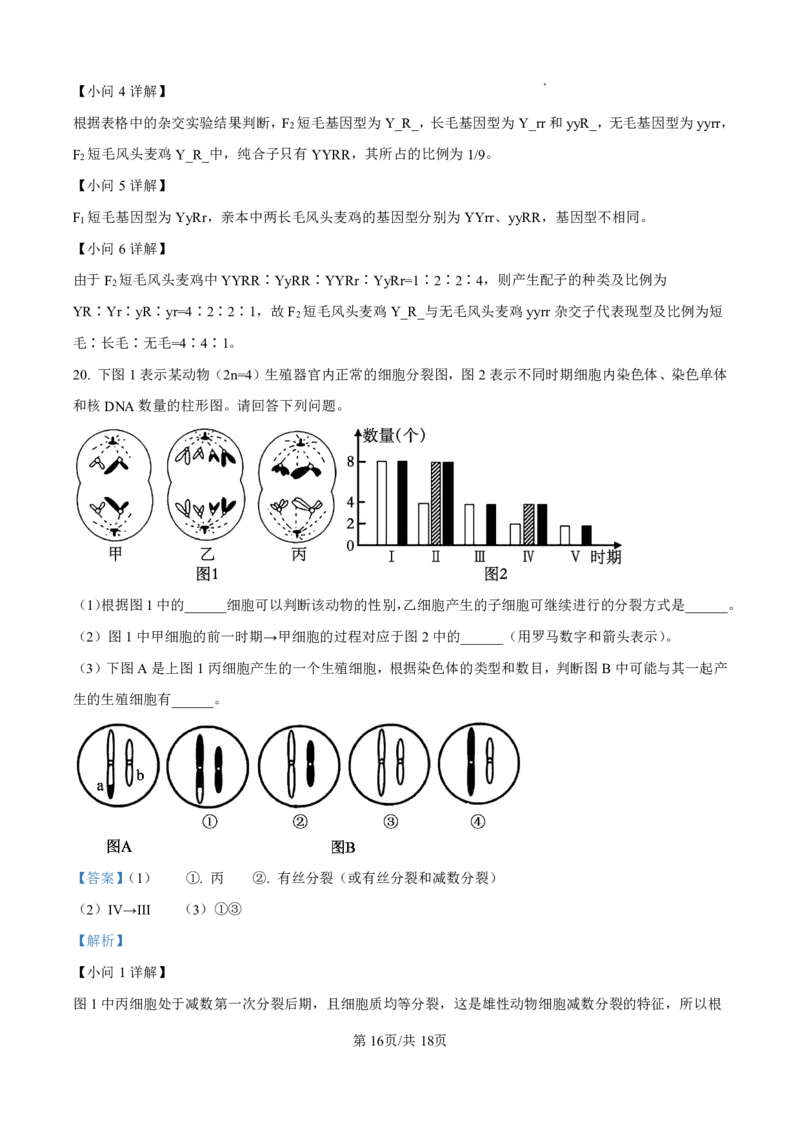 高一生物答案_2026年04月高一试卷_260421山西省晋城一中高一2026年4月月考