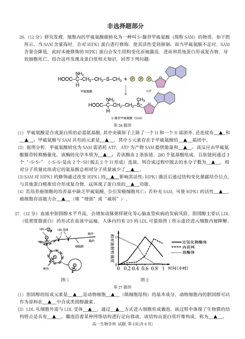 高一生物试题_2025年12月高一试卷_251209浙江省温州市浙南名校联盟2025-2026学年高一上学期11月期中（全）_浙江省浙南名校联盟2025-2026学年高一上学期11月期中生物试题（PDF版，含答案）
