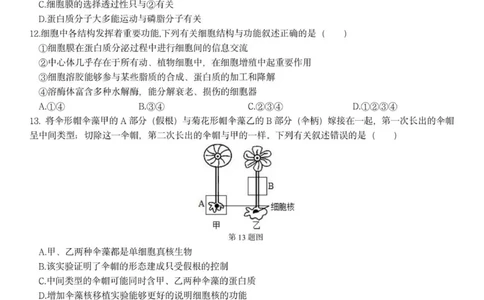 高一生物试题_2025年12月高一试卷_251209浙江省温州市浙南名校联盟2025-2026学年高一上学期11月期中（全）_浙江省浙南名校联盟2025-2026学年高一上学期11月期中生物试题（PDF版，含答案）
