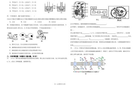 高一生物期末考试题_2025年01月试卷_0117黑龙江省大庆市大庆中学2024-2025学年高一上学期1月期末考试_黑龙江省大庆市大庆中学2024-2025学年高一上学期1月期末考试生物Word版含答案