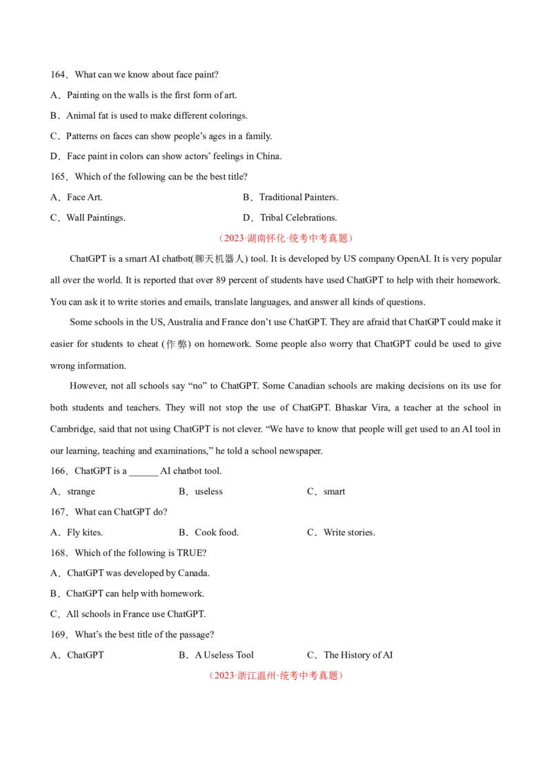 专题20阅读理解考点3说明文（全国通用）（原卷版）_中考复习资料_语数英物化_3英语中考复习_2026年中考复习（更新中）