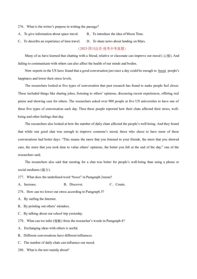 专题20阅读理解考点3说明文（全国通用）（原卷版）_中考复习资料_语数英物化_3英语中考复习_2026年中考复习（更新中）