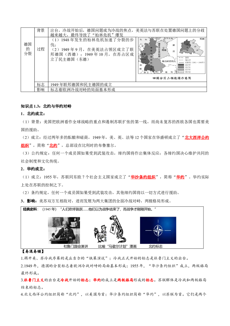 （讲义）专题27二战后的世界变化（原卷版）_8历史中考复习_2024年中考复习资料_一轮复习资料_完课件+讲义+练习2024年中考历史一轮复习讲练测（全国通用）