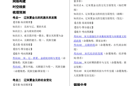 （讲义）专题05辽宋夏金元时期：民族关系发展和社会变化修改版（原卷版）_8历史中考复习_2024年中考复习资料_一轮复习资料_配套讲义（原卷版+解析版）