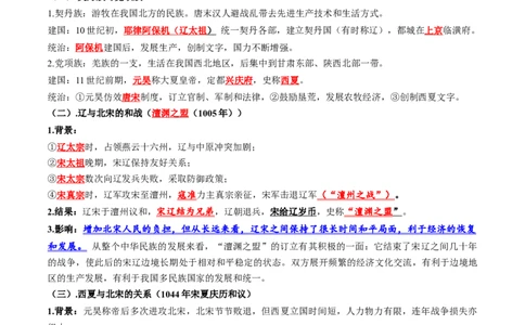 （讲义）专题05辽宋夏金元时期：民族关系发展和社会变化修改版（原卷版）_8历史中考复习_2024年中考复习资料_一轮复习资料_配套讲义（原卷版+解析版）