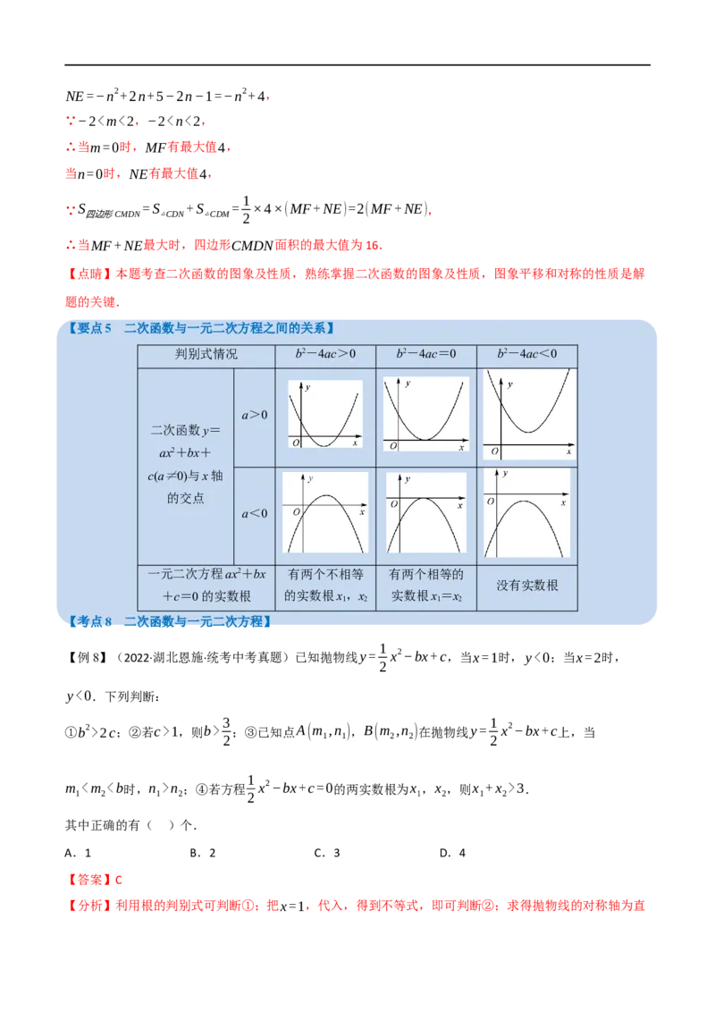 专题12二次函数的图象及性质（10个高频考点）（举一反三）（全国通用）（解析版）_中考复习资料_语数英物化_2数学中考复习_2023年中考复习资料_专项复习