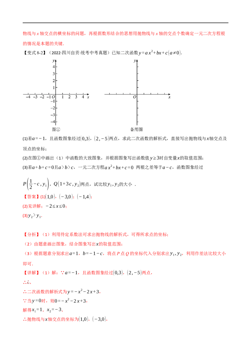 专题12二次函数的图象及性质（10个高频考点）（举一反三）（全国通用）（解析版）_中考复习资料_语数英物化_2数学中考复习_2023年中考复习资料_专项复习