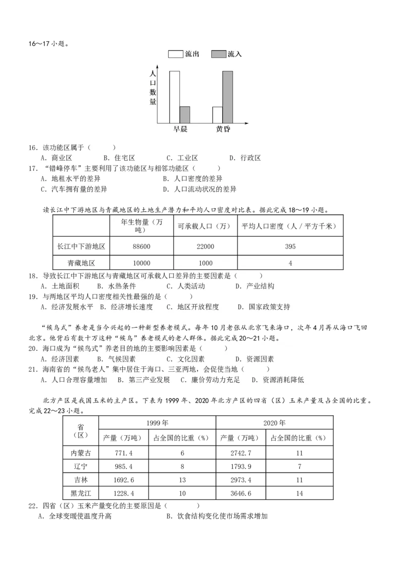高一地理试题_2025年04月试卷_0413重庆市七校联考2024-2025学年高一下学期第一次月考_重庆市七校联考2024-2025学年高一下学期第一次月考地理试题