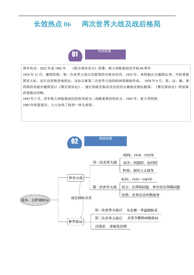 长效热点06两次世界大战及战后格局（解析版）_中考历史资料合集_中考历史八大长效热点_长效热点06两次世界大战及战后格局-中考之历史长效热点复习全攻略