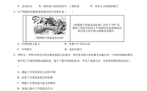 专题27殖民地人民的反抗和资本主义制度的扩展（练习）（原卷版）_中考历史资料合集_2026中考历史一轮复习课件_一轮练习