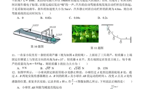 高一物理试卷_2025年12月高一试卷_251204浙江省金兰教育合作组织2025-2026学年高一上学期11月期中联考（全）