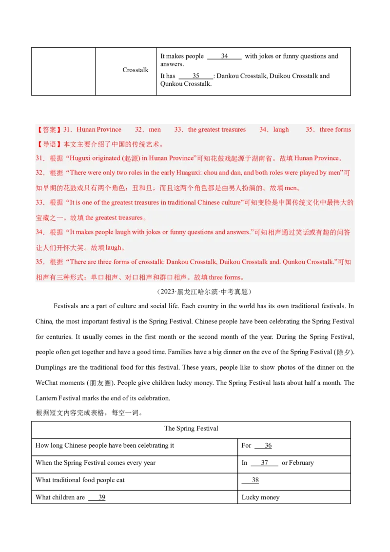 专题25任务型阅读考点3阅读填表（全国通用）（解析版）_中考复习资料_语数英物化_3英语中考复习_2026年中考复习（更新中）
