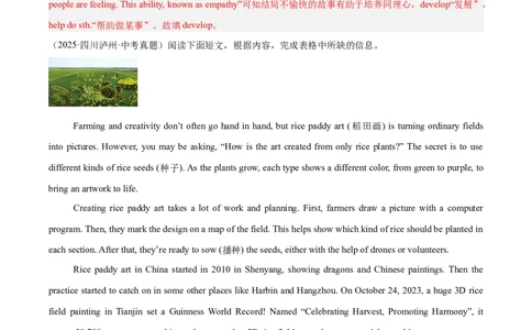 专题25任务型阅读考点3阅读填表（全国通用）（解析版）_中考复习资料_语数英物化_3英语中考复习_2026年中考复习（更新中）