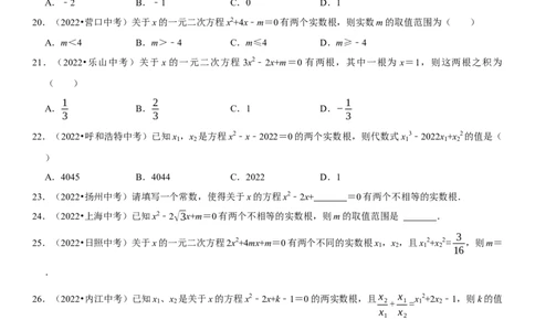 专题10一元二次方程（原卷版）-2023年中考数学一轮复习高频考点精讲精练（全国通用）_中考复习资料_语数英物化_2数学中考复习_2023年中考复习资料_一轮复习