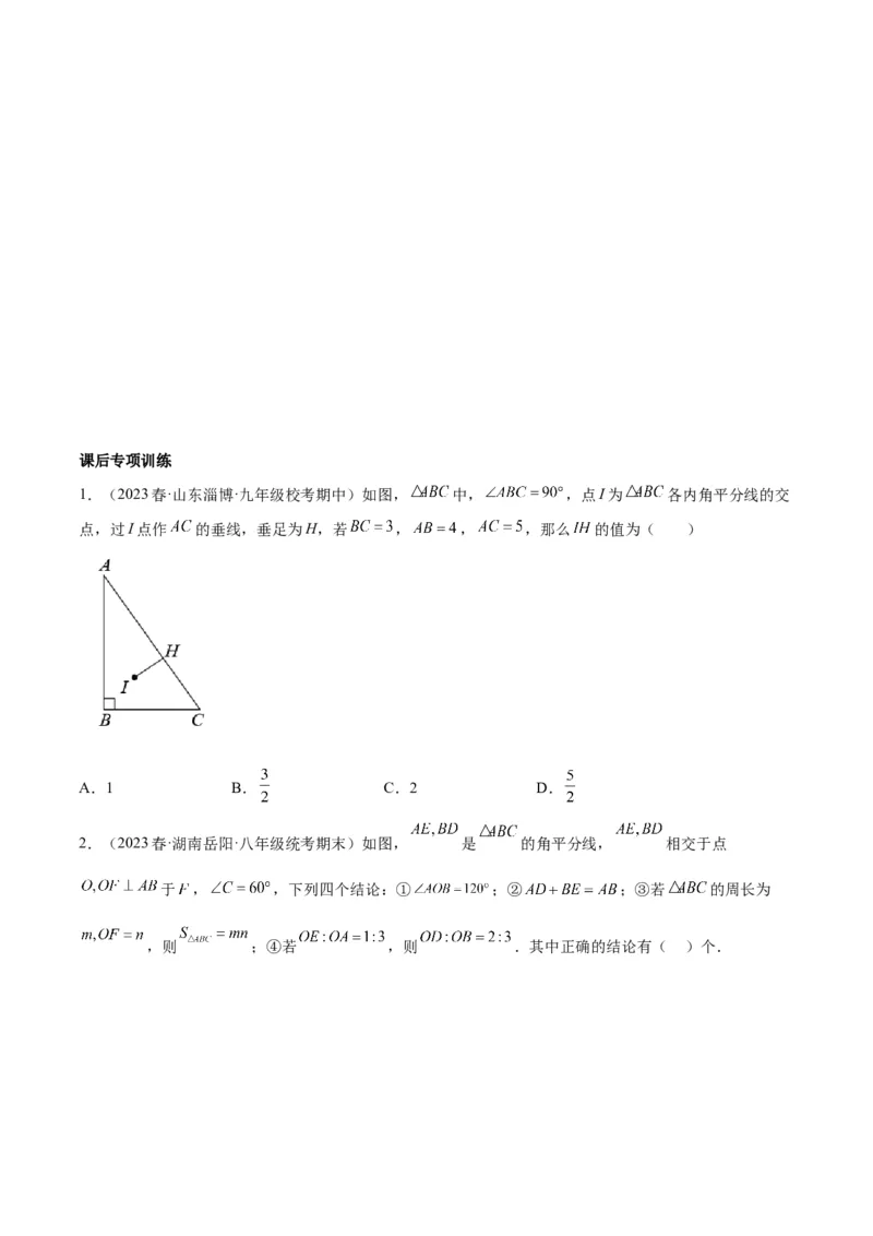 专题08三角形中的重要模型-平分平行（平分射影）构等腰、角平分线第二定理模型（原卷版）_中考复习资料_语数英物化_2数学中考复习_2024年中考复习资料_专项复习资料