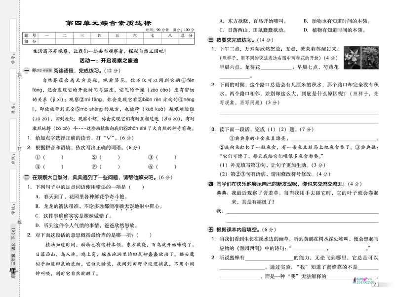 25春三下语文-典中点测试卷_2026春小学教辅大合集_6-26春《典中点》系列_26春《典中点》语文人教版（完整版）_25春最新1-6年级语文下册典中点+试卷_25春三下语文-典中点练习册+试卷+夹册