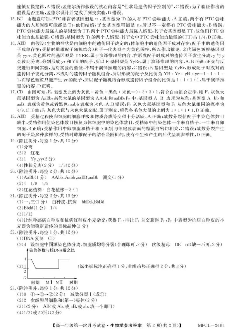 高一生物DA_2025年03月试卷_0318河北省沧州市四县联考2024-2025学年高一下学期3月月考_河北省沧州市三县联考2024-2025学年高一下学期3月第一次月考生物学试题（PDF版，含答案）