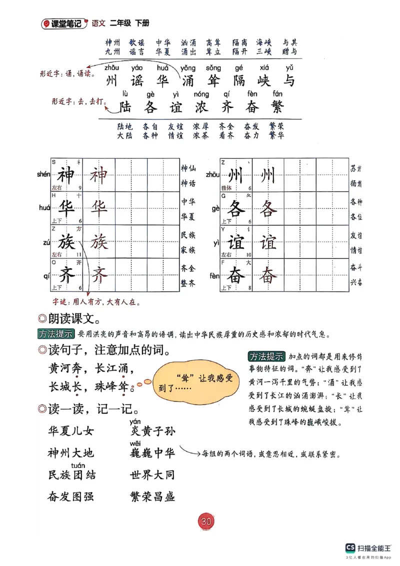 2026春新版二下语文课堂笔记_小学《课堂笔记》数学语文英语1-6年级下册_小学语文《课堂笔记》1-6年级下册（26春）_小学语文《课堂笔记》1-6年级下册（26春）_2年级下册（26春）