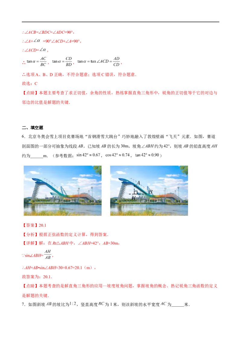 专题21解三角形(解析版)_中考复习资料_语数英物化_2数学中考复习_2023年中考复习资料_一轮复习_备战2023年中考数学一轮复习之必考点题型全归纳与分层精练（全国通用）