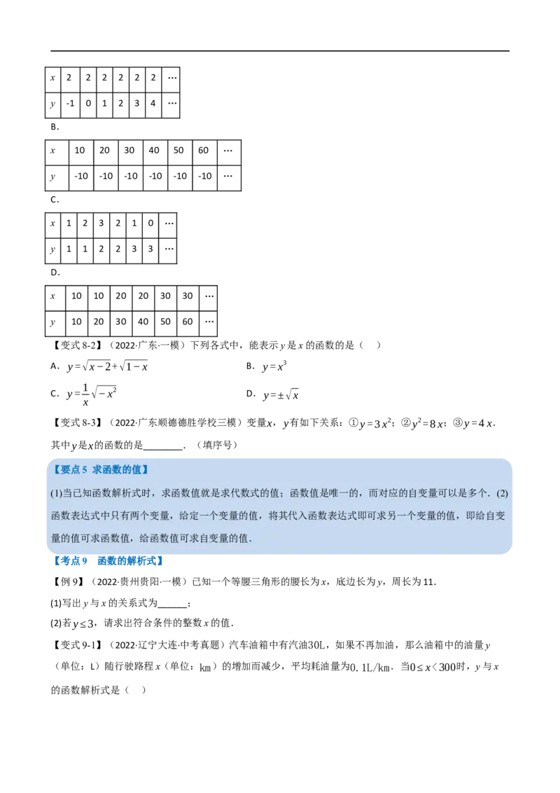 专题09平面直角坐标系与函数（11个高频考点）（举一反三）（全国通用）（原卷版）_中考复习资料_语数英物化_2数学中考复习_2023年中考复习资料_专项复习