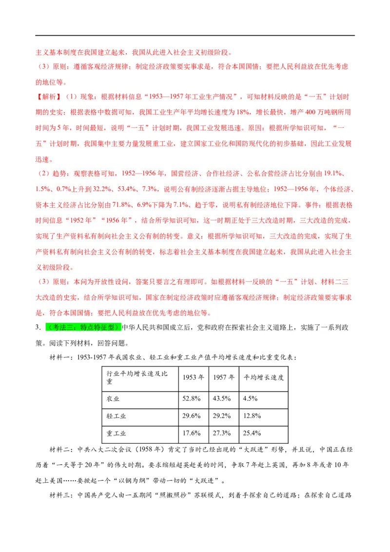 （练习）专题14社会主义制度的建立与社会主义建设的探索（解析版）_中考历史资料合集_中考历史一轮复习讲义_配套练习（原卷版+解析版）_教师版（含答案解析）