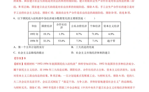 （练习）专题14社会主义制度的建立与社会主义建设的探索（解析版）_中考历史资料合集_中考历史一轮复习讲义_配套练习（原卷版+解析版）_教师版（含答案解析）