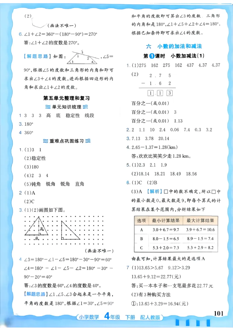 2026春人教版数学四年级下册王朝霞活页同步练习册_2026春小学教辅大合集_8-26春《王朝霞》系列_02.2026春WZX活页同步练习册_26春数学人教