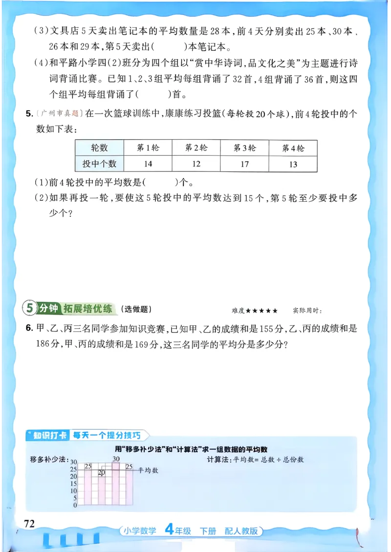 2026春人教版数学四年级下册王朝霞活页同步练习册_2026春小学教辅大合集_8-26春《王朝霞》系列_02.2026春WZX活页同步练习册_26春数学人教