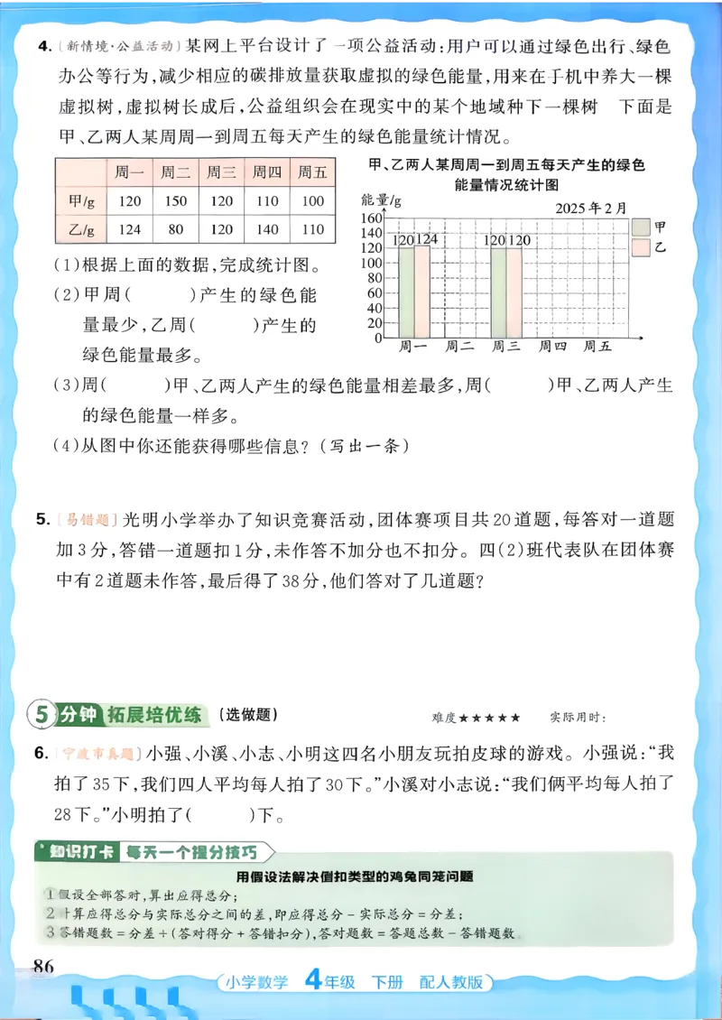 2026春人教版数学四年级下册王朝霞活页同步练习册_2026春小学教辅大合集_8-26春《王朝霞》系列_02.2026春WZX活页同步练习册_26春数学人教