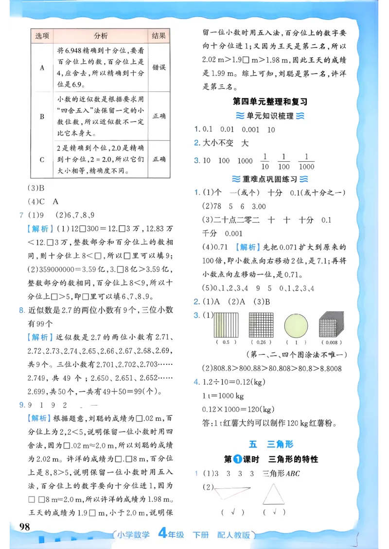 2026春人教版数学四年级下册王朝霞活页同步练习册_2026春小学教辅大合集_8-26春《王朝霞》系列_02.2026春WZX活页同步练习册_26春数学人教