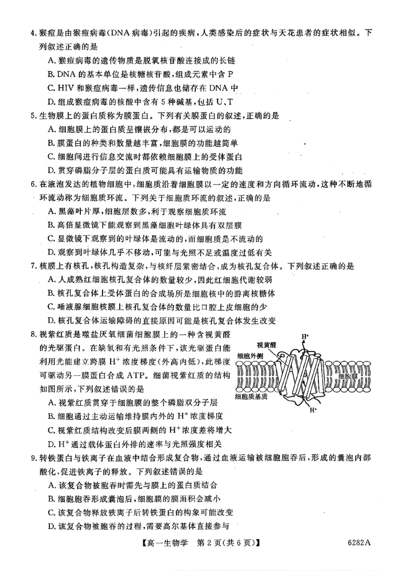 高一年级1月测评生物试题_2026年01月高一试卷_260129河南省新未来2025-2026学年高一上学期1月测评_河南省南阳市新未来2025-2026学年高一上学期1月月考生物试题含答案
