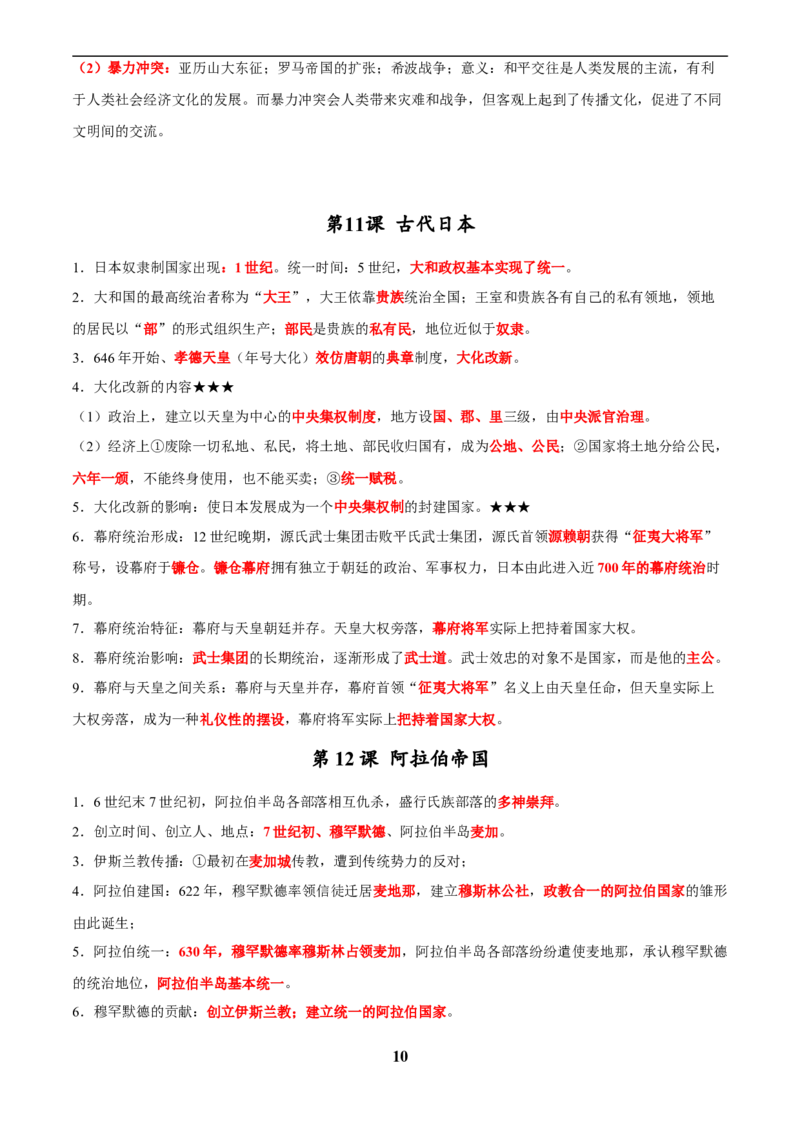 主题16常考点一句话背记(世界史)_中考历史资料合集_中考历史专题复习讲义资料（可下载打印）