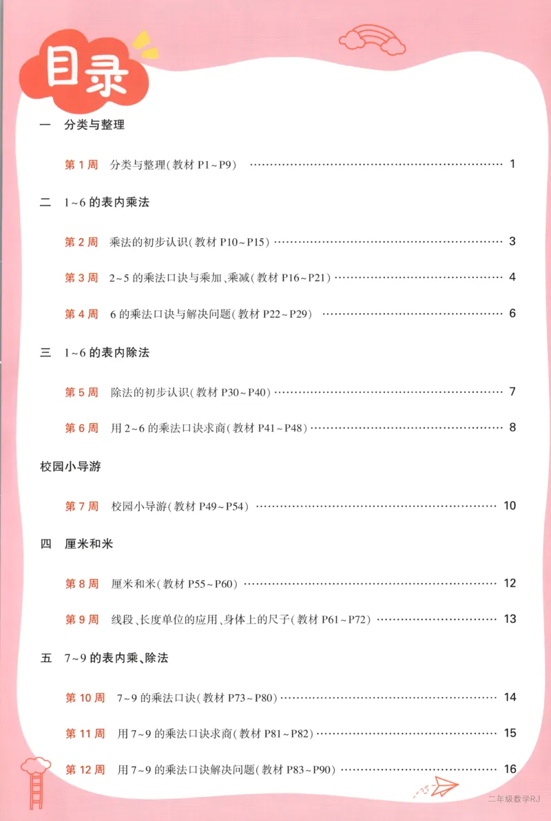 25秋《周末小测卷》2年级上册数学人教版周末复习清单_周末预测小卷_2026《一本&bull;周末小测卷》（1-6年级下）（数学）（人教版）_赠送：2026小白鸥周末小测卷数学1-6年级上册