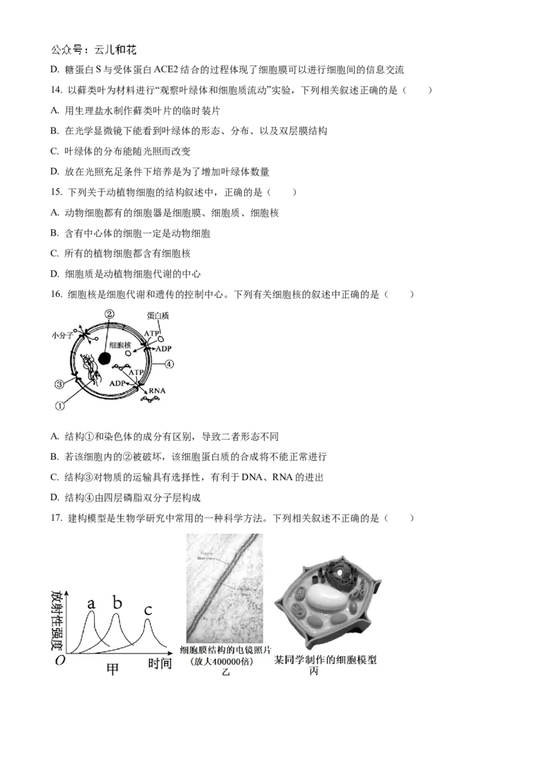 黑龙江省哈尔滨市香坊区哈尔滨市第九中学校2024-2025学年高一上学期12月月考生物试题Word版无答案_2025年01月试卷_0109黑龙江省哈尔滨市第九中学2024-2025学年高一上学期12月月考试题