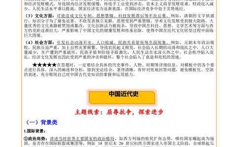 主题20综合题答题模版(中国史)_中考历史资料合集_中考历史专题复习讲义资料（可下载打印）